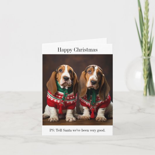 Carte de Noël Bassett Hound Puppies (Devant)