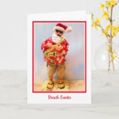 Carte de Noël Beach Père Noël (Fleur jaune)