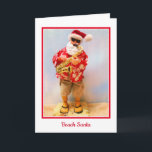 Carte de Noël Beach Père Noël<br><div class="desc">Père Noël fait un joyeux bruit avec son saxophone.</div>
