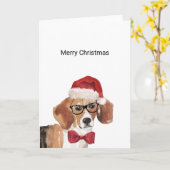 Carte de Noël beagle (Fleur jaune)