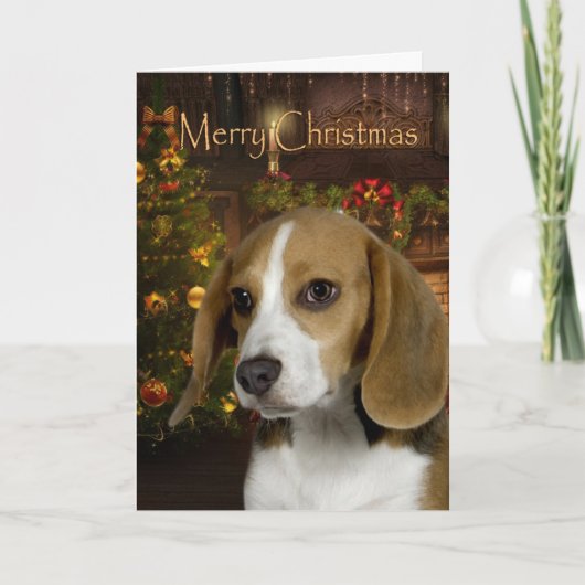 Carte de Noël beagle (Devant)