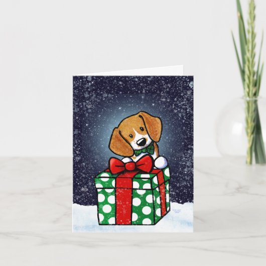 Carte de Noël Beagle KiniArt (Devant)