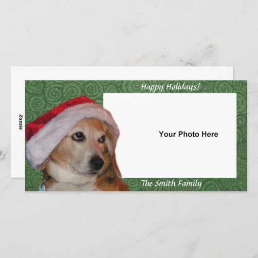 Carte de Noël Beagle père Noël (Devant / Derrière)
