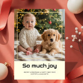 Carte de Noël bébé et animal de compagnie joyeux