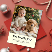 Carte de Noël bébé et animal de compagnie joyeux