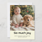 Carte de Noël bébé et animal de compagnie joyeux (Devant)