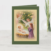 Carte de Noël Bébé Jésus Anges Arbre de Noël (Devant)