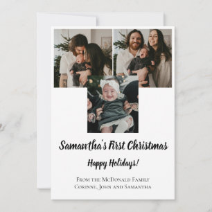 Carte de Noël bébé premier Noël 3 photo nom