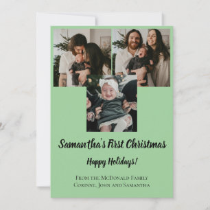 Carte de Noël bébé premier Noël 3 photo nom