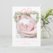 Carte de Noël Bébé Rose Joyeux Petit Noël (Debout devant)