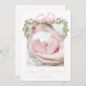 Carte de Noël Bébé Rose Joyeux Petit Noël (Devant / Derrière)