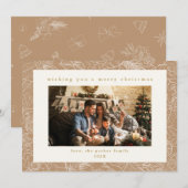 Carte de Noël Beige Motif Custom Photo (Devant / Derrière)