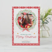 Carte de Noël Beige Rouge Vintage (Debout devant)