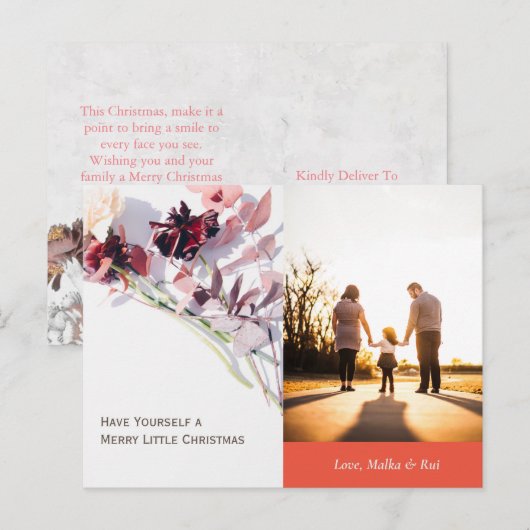 Carte de Noël - Belle du Rose et de la famille (Devant / Derrière)