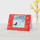 Carte de Noël berger allemand (Fleur jaune)