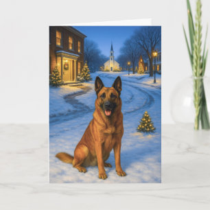 Carte de Noël Berger Malinois Belge