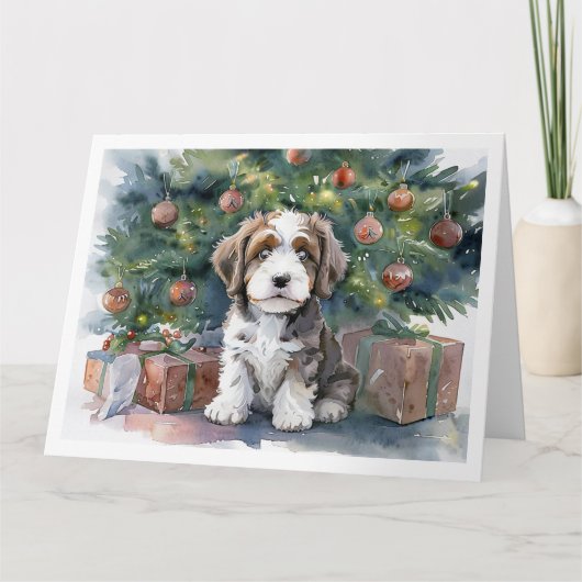 Carte de Noël Bernedoodle (Devant)
