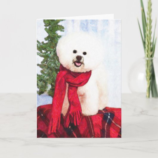 Carte de Noël Bichon Frise (Devant)