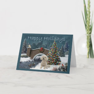 Carte de Noël Bichon Frise Soirée