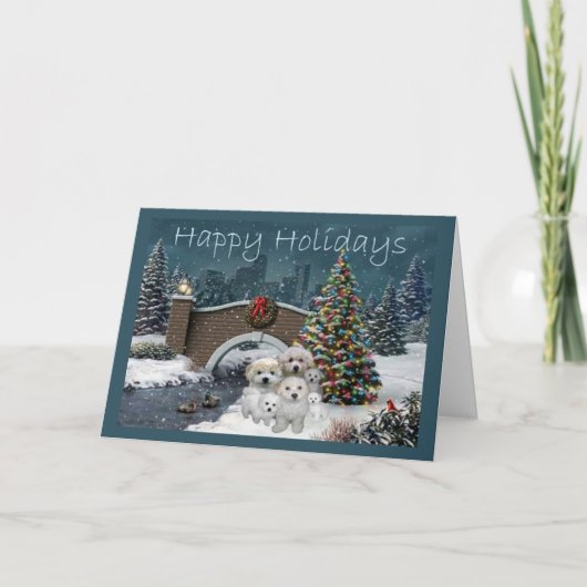 Carte de Noël Bichon Frise Soirée (Devant)