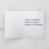 Carte de Noël Bigfoot Alien Cryptide UFO (Intérieur)