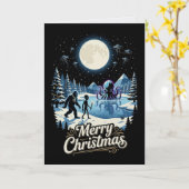Carte de Noël Bigfoot Alien Cryptide UFO (Fleur jaune)