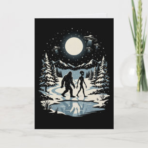 Carte de Noël Bigfoot Alien Cryptide UFO Fêtes