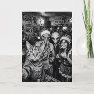Carte de Noël Bigfoot Alien Elf Bar Autoportrait d