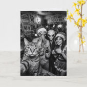 Carte de Noël Bigfoot Alien Elf Bar Autoportrait d (Fleur jaune)