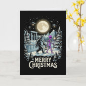 Carte de Noël Bigfoot Alien OVNI Pyramide Cryptide (Fleur jaune)