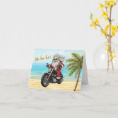 Carte de Noël Biker Père Noël (Fleur jaune)