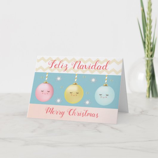 Carte de Noël bilingue en espagnol Feliz Navidad (Devant)
