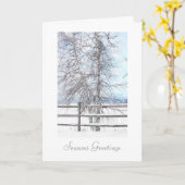 Carte de Noël Birch Tree Snow Scene (Fleur jaune)