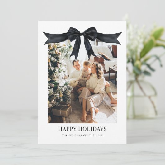 Carte de Noël Black Coquette Bow (Debout devant)