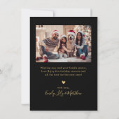 Carte de Noël Black Gold 5 Photo Collage (Dos)