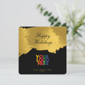 Carte de Noël Black Gold Script Business Logo (Debout devant)
