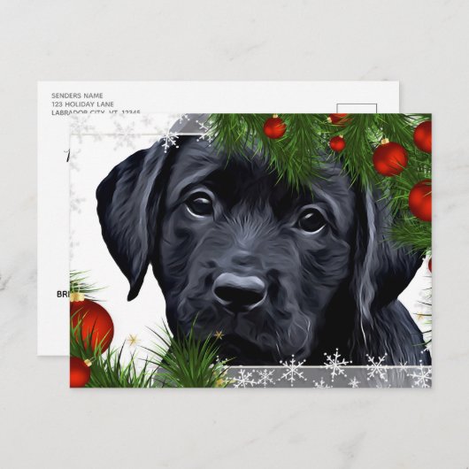 Carte de Noël Black Lab - Chien mignon Chien Chien (Devant / Derrière)