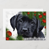 Carte de Noël Black Lab - Chien mignon chiot Labra (Devant / Derrière)