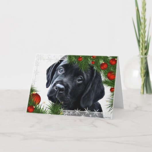 Carte de Noël Black Labrador (Devant)