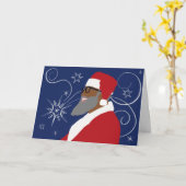Carte de Noël Black Père Noël (Fleur jaune)