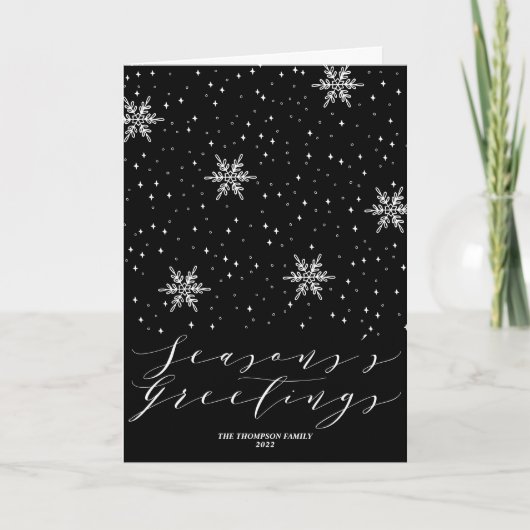 Carte de Noël Black & White Flocon de Neige Saison (Devant)