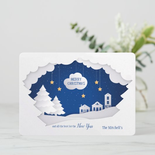 Carte de Noël blanche (Debout devant)