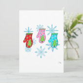 Carte de Noël blanche à plat en forme de mitaines  (Debout devant)