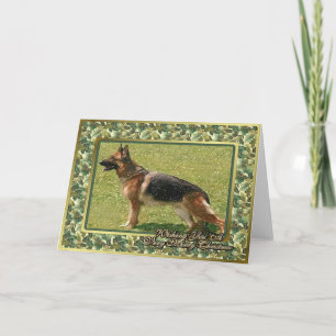 Carte de Noël blanche de chien berger allemand