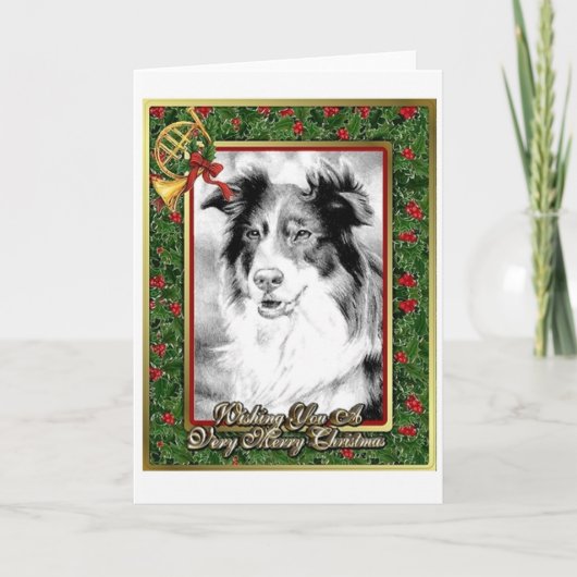 Carte de Noël blanche de chien berger australien (Devant)