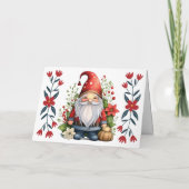 Carte de Noël blanche Gnome & Florals de Père Noël (Dos)