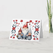 Carte de Noël blanche Gnome & Florals de Père Noël (Dos)