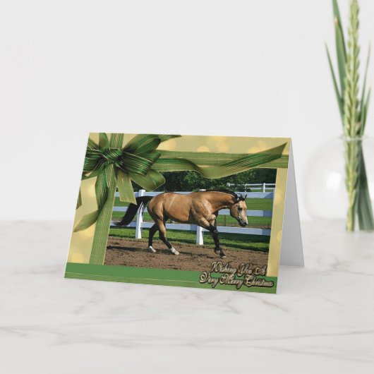 Carte de Noël blanche pour Cheval en peau de bouch (Devant)
