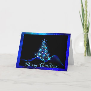 Carte de Noël bleu électrique