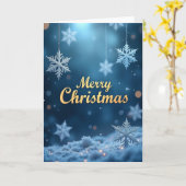 Carte de Noël Bleu Hiver (Fleur jaune)